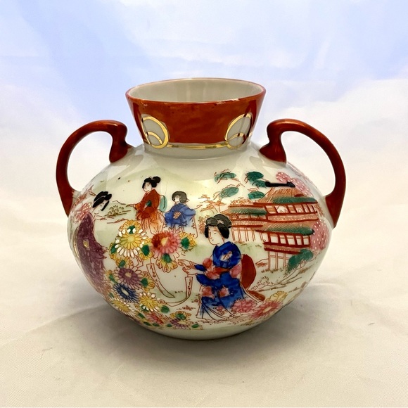 Other - Kutani Satsuma Geisha Girl Japanese Vase, Vintage EUC